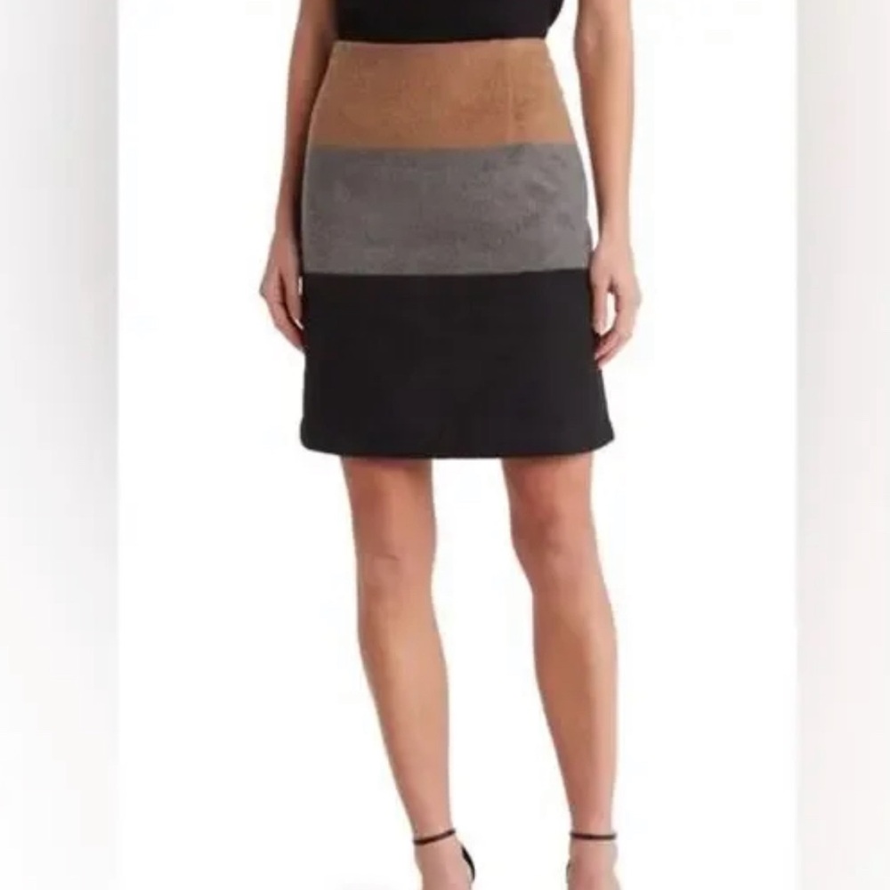 AMANDA + CHELSEA 8 Colorblock Wool Blend Mini Skirt Women Size XS